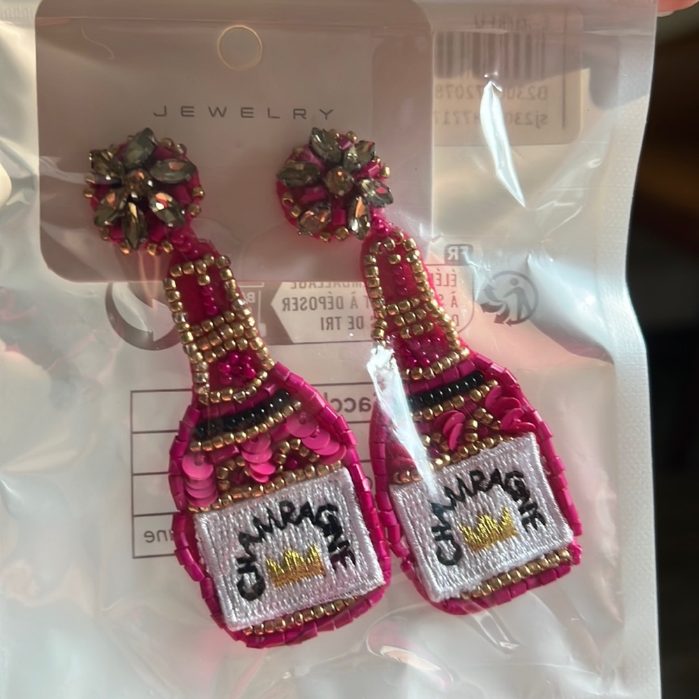 Pink champagne beaded earrings